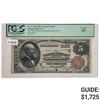 1882 $5 BOSTON, MA CH. #5155 PCGS VF-25