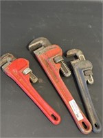 3 pipe wrenches 2- 8" & 10'