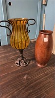 Wood Vase and Glass Candleholders