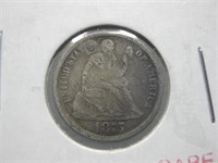 1875 Silver USA Seated Liberty Dime w/ Filled Hole