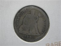 1891 Silver USA Seated Liberty Dime