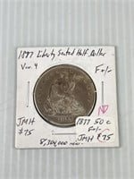 1877 Liberty Seated Silver Half Dollar Nice