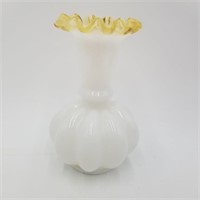 VTG FENTON Gold Crest Melon Vase