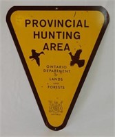 PROVINCIAL HUNTING AREA S/S PAINTED METAL SIGN