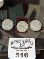 1957/58 CDN 0.25 Cent coins
