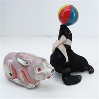 Made in Japan Circus Seal & Wind Up Tin Rabbit