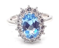 Sterling Silver 3.32ct Swiss Blue Topaz Ring