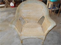White Faded Wicker Chair