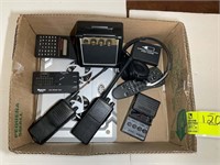 WALKIE TALKIES, MINI AMP ETC. BOX