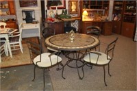 5pc Tile Top Breakfast Table w/ metal Chairs
