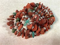 Bracelet W/Coral & Turquoise, Slinky Type