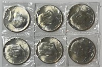 (6) 1964 Kennedy halves In Sealed Plastic