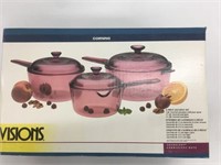 New Corning Visions Glass Saucepan Set