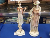 TWO LADIES' FLAPPER ERA STYLE RESIN STATUETTES