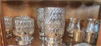 Shelf lot of misc silver color glassware