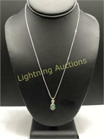 STERLING SILVER OPALITE PENDANT NECKLACE