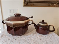 McCoy Brown Drip. Soup Tureen with lid and ladle.