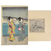 (2) Vintage Japanese Woodblock