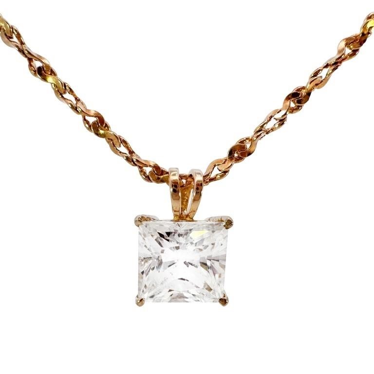 Princess White Quartz Necklace 14k Gold