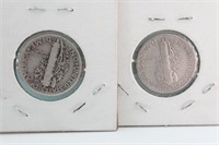 1940, 41, 42, 43, 44   Silver Dimes.