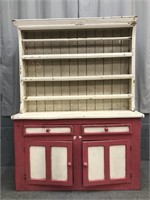 ANTIQUE PAINTED 2PC SIDEBOARD/CUPBOARD