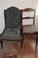 2 Chairs, 1 Dining Char with Ornate Roase Design