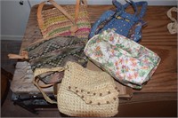5 Vintage Handbags in Various Sizes, Macrame