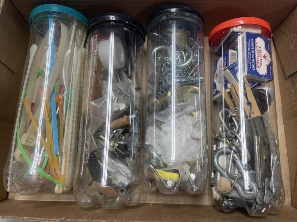 4 Large Plastic Containers full of Hardware