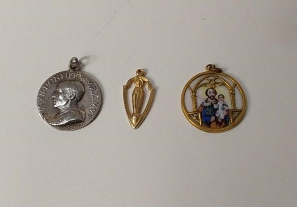 3 Christain Religious Medals  UJC