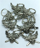 8 Vintage Halloween Pirate Skull Keyring