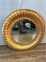 Large Contemporary Gilt Frame Round Mirror