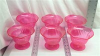 D2) PINK PLASTIC DESSERT/SUNDAE DISHES-FUN!