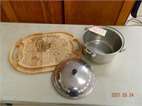 Aluminum Dutch oven pan and large cutting board