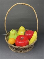 Basket of Ceramic Fruit