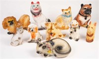 Lot of 10 Chalkware Cat & Dog Figures.