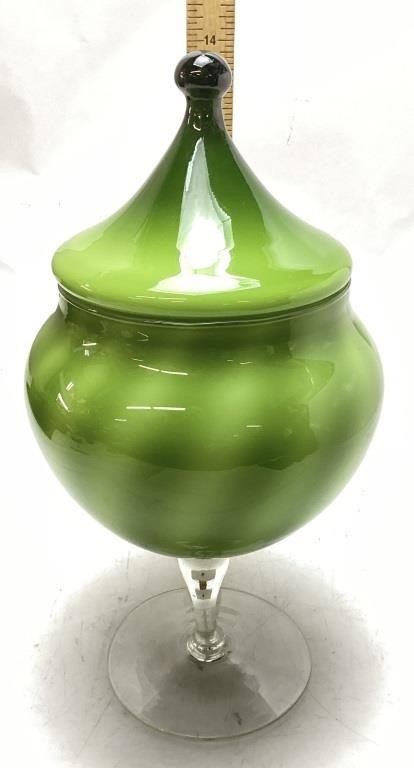 VTG. GREEN EMPOLI GLASS APOTHECARY JAR