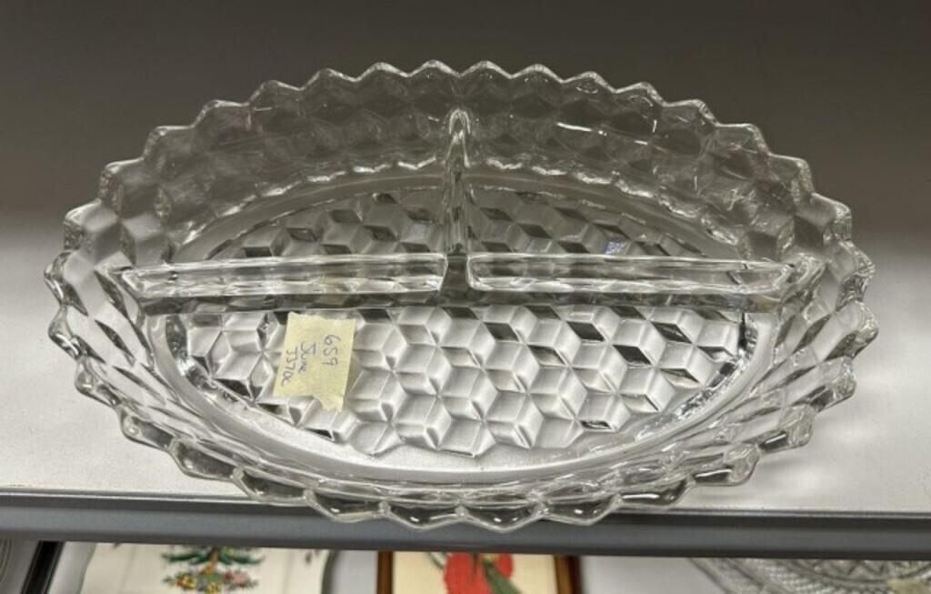 10" Fostoria American Clear Divided Bowl