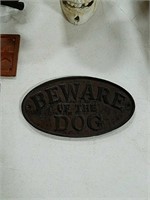 Cast beware of dog sign