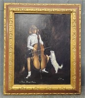 Vintage Lea Signed Violinist Painting