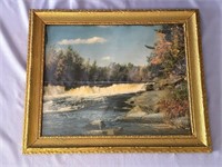 Antique Frame w/ Water Scene Picture  24x20