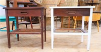 Lot of 2 MCM 1 drawer end tables, see photos