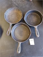 3 SMALL CAST IRON PANS