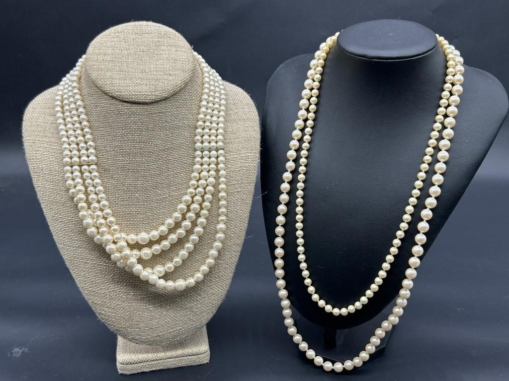 (3) Strands of Vintage Faux  Pearls