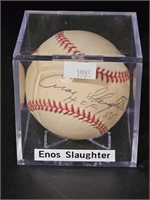 Autographed w/ COA Baseball- Enos Slaughter 1985