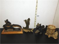TWO CAST IRON NUT CRACKERS (TAIL ON SQUIRREL