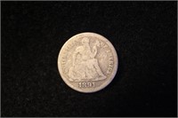 1891 Seated Liberty Silver Dime
