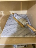 Vintage Marble Dough Board & Rolling Pin