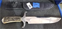 Large Knife 15" with Eagles in Cloth Sheath