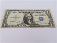 1935e Blue Seal Silver $1 Certificate Bill VG