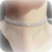 Rhinestone Choker Necklace  Crystal  2024B